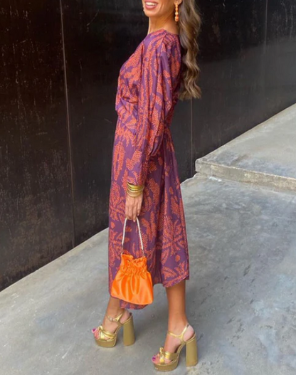 Isadora™ | Timeless Charm Print Midi Dress
