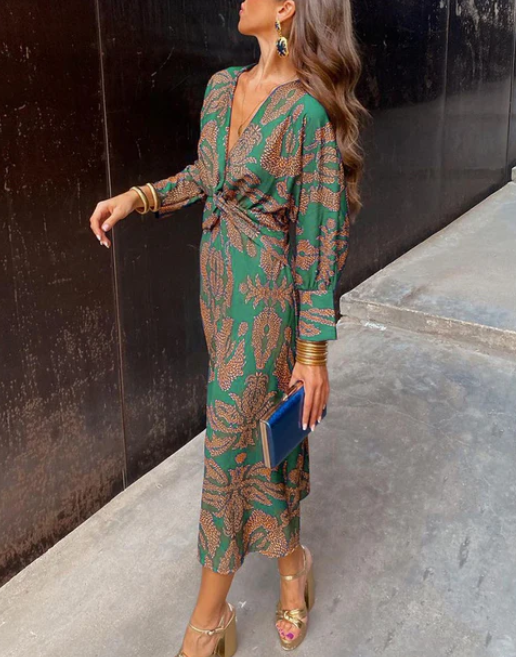 Isadora™ | Timeless Charm Print Midi Dress