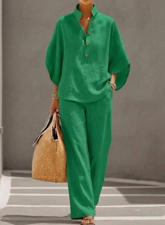 Mariel™ | Batwing sleeve set with wide-leg pants