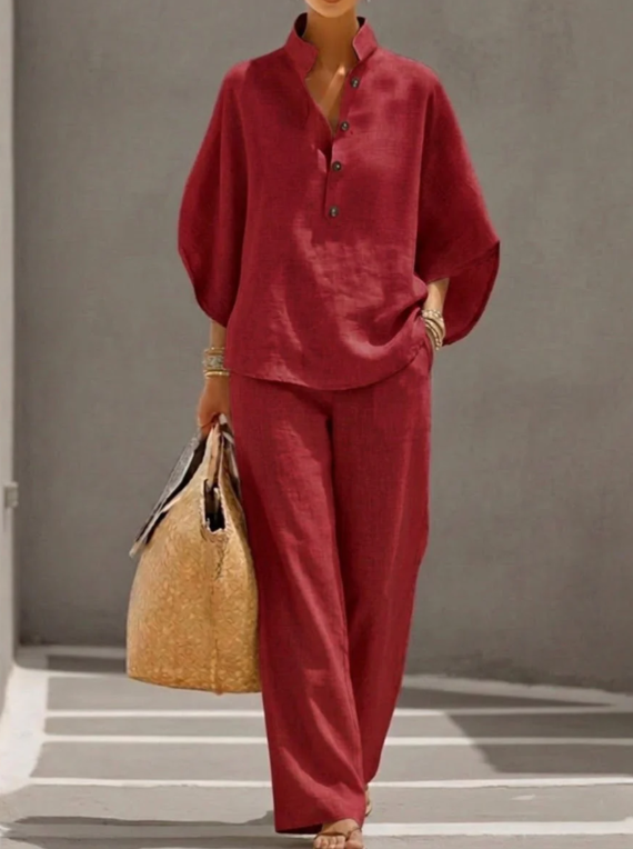 Mariel™ | Batwing sleeve set with wide-leg pants