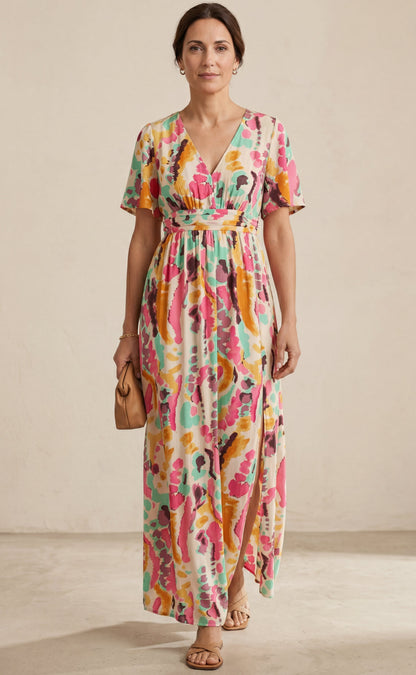 Yuki™ | Tie-Dye V-Neck Dress