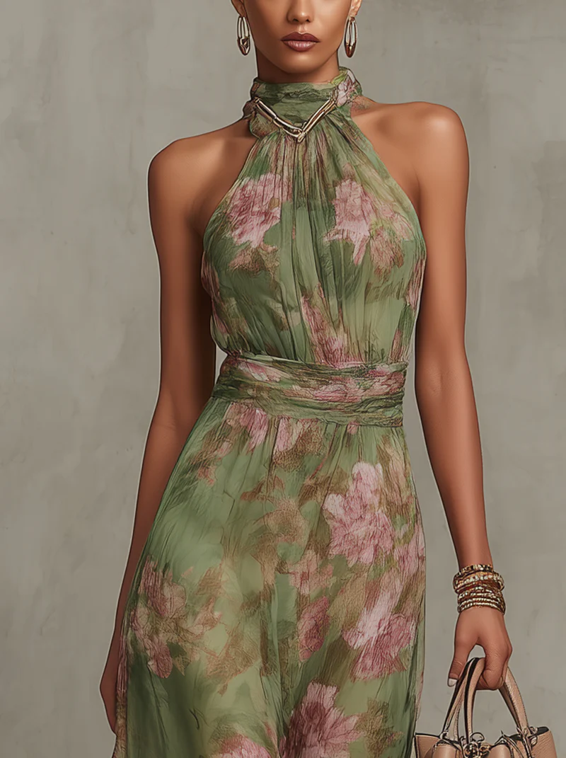 Livia™ | Floral halter maxi dress