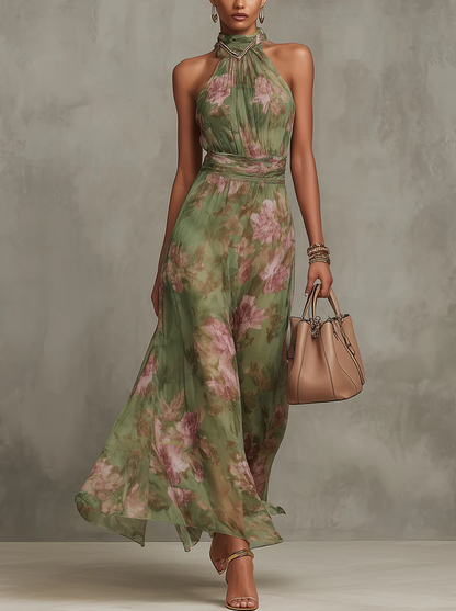 Livia™ | Floral halter maxi dress
