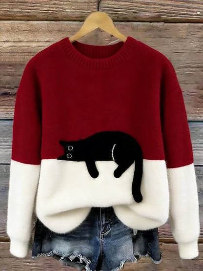Cristina | Elegant Oversized Sweater with a Cat