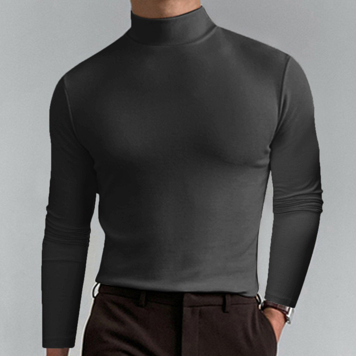 Men's long-sleeve slim fit turtleneck t-shirt