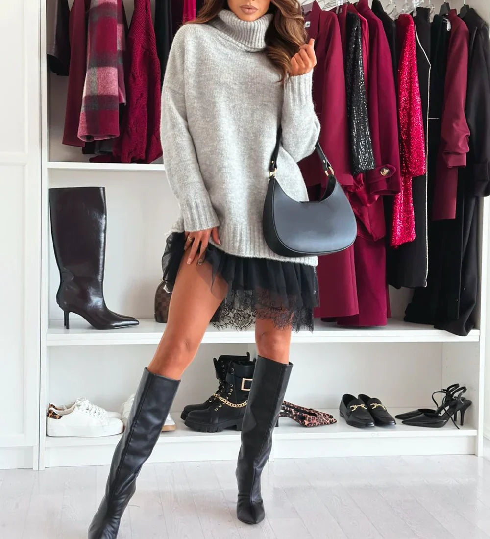 Elegant Turtleneck Sweater and Dress Set
