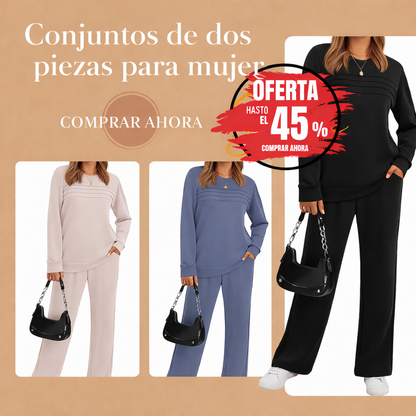 Crew neck set with drawstring pants