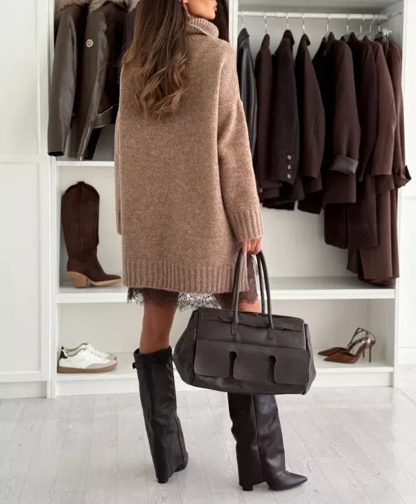 Elegant Turtleneck Sweater and Dress Set