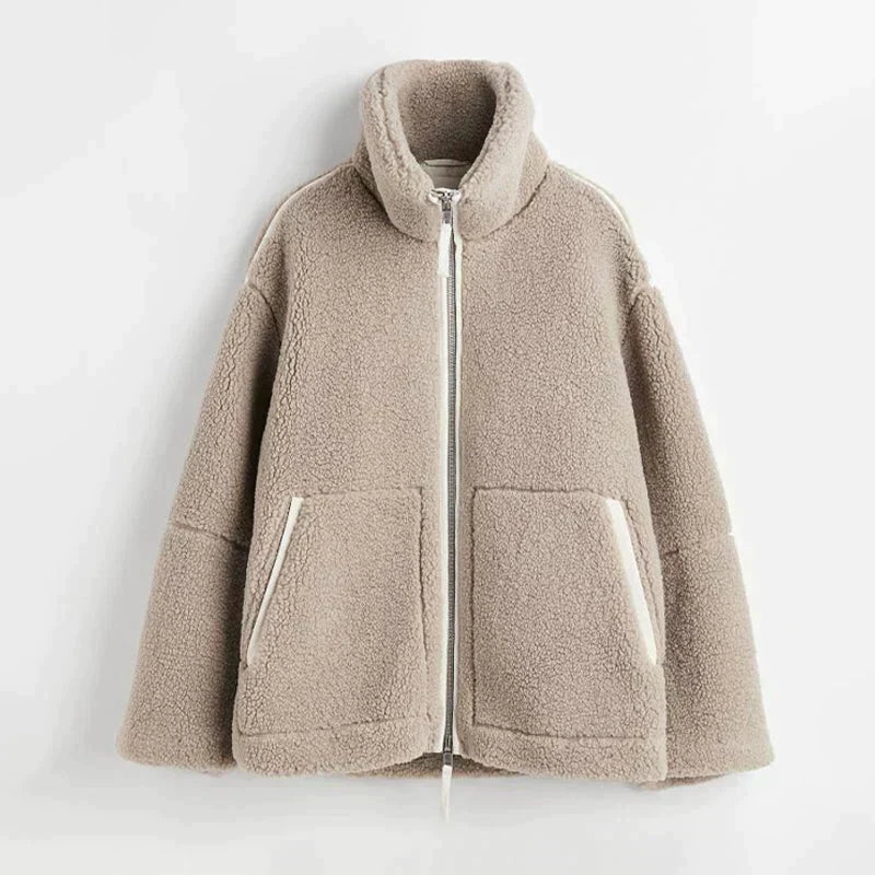 Silvia | Oversized teddy jacket with high neck
