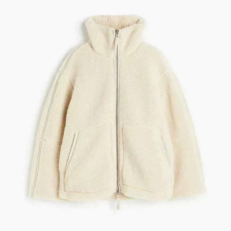 Silvia | Oversized teddy jacket with high neck