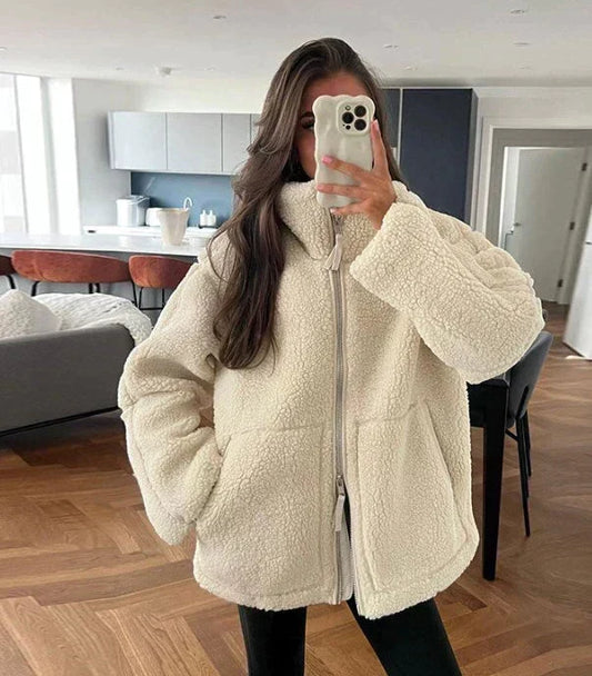 Silvia | Oversized teddy jacket with high neck