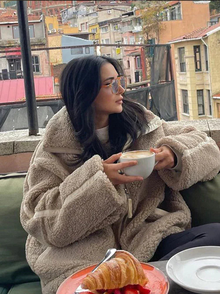 Silvia | Oversized teddy jacket with high neck
