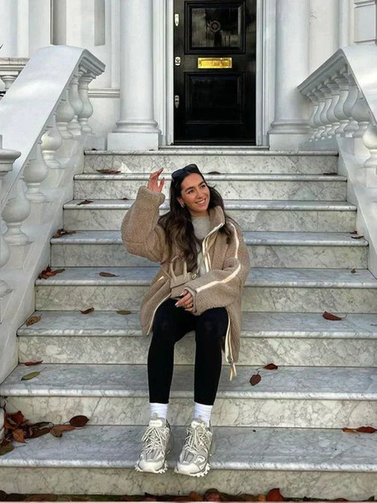 Silvia | Oversized teddy jacket with high neck