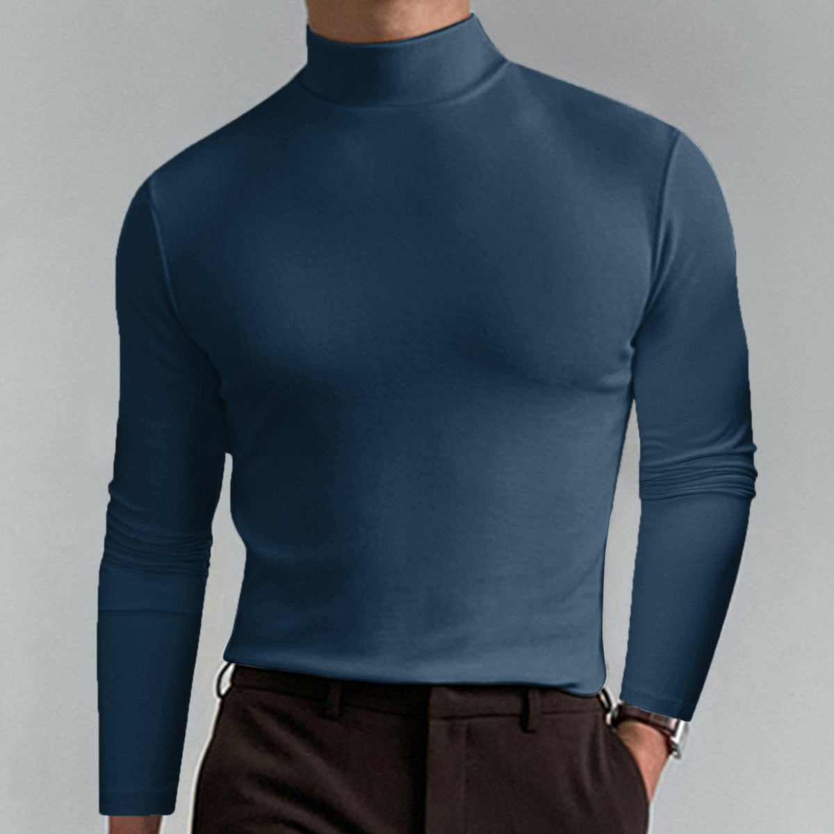 Men's long-sleeve slim fit turtleneck t-shirt