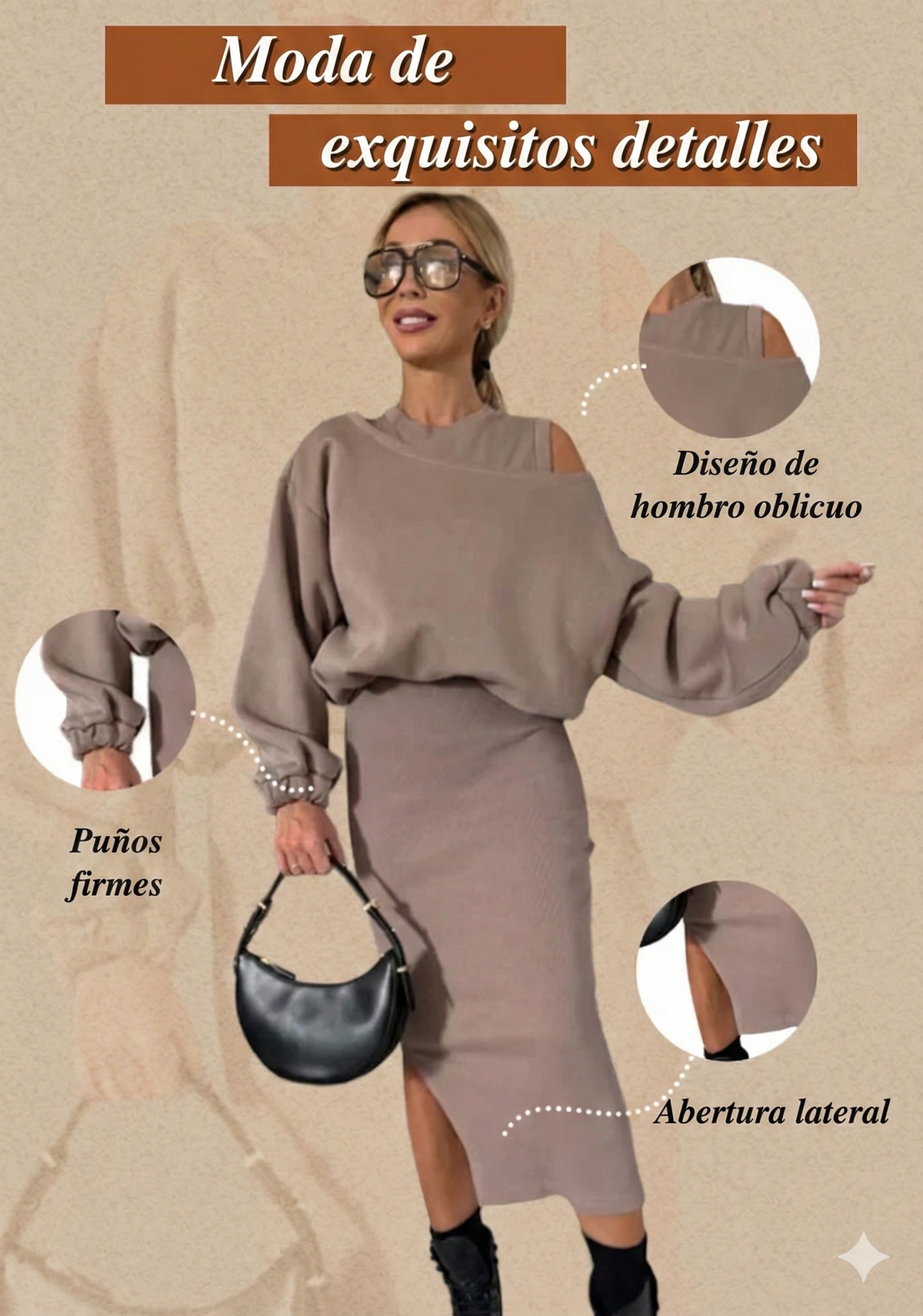 Set: drop-shoulder sweatshirt and dress