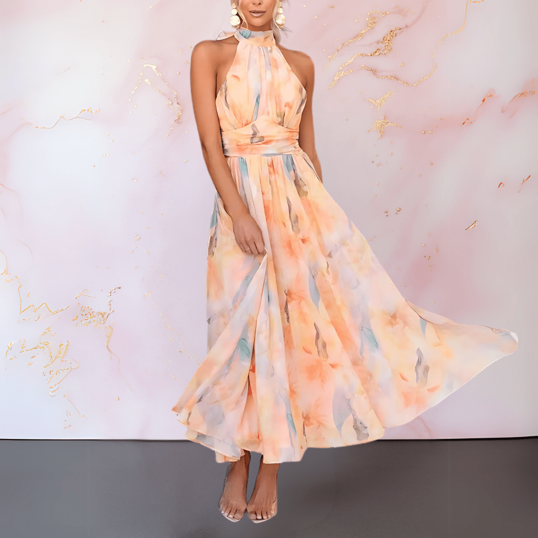 ESTHER™ | Watercolor-Style Halter Dress