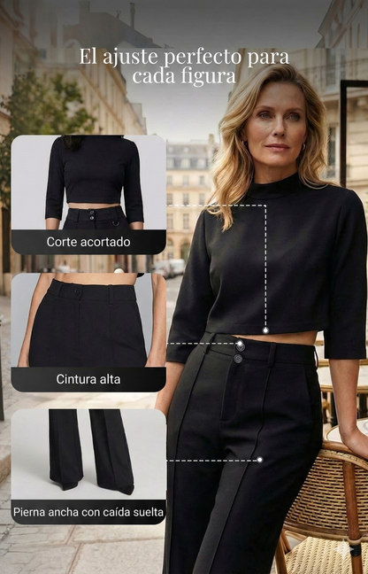 Elegant Set: Top and wide-leg trousers