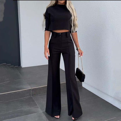 Elegant Set: Top and wide-leg trousers