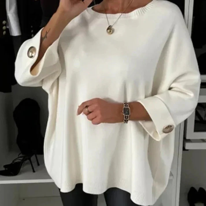 Classic jersey knit blouse with three-quarter sleeves