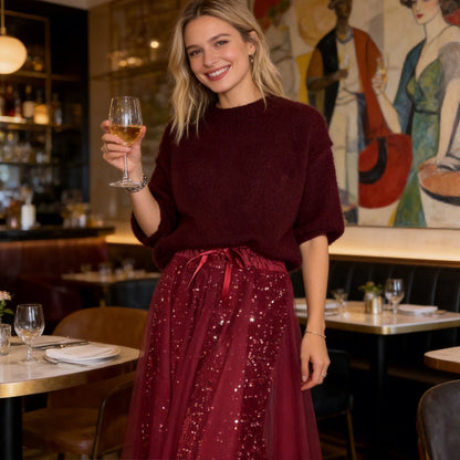 SHIMMERING TOP AND SKIRT