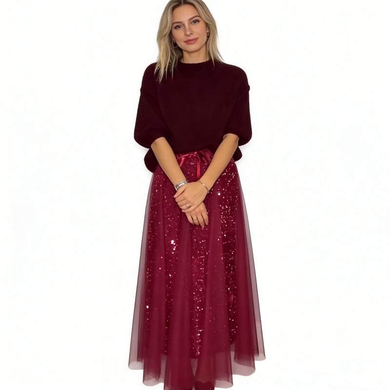 SHIMMERING TOP AND SKIRT