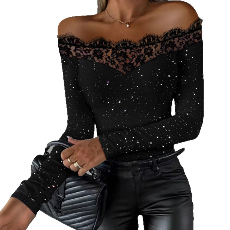 OFF-THE-SHOULDER LONG-SLEEVED BLOUSE