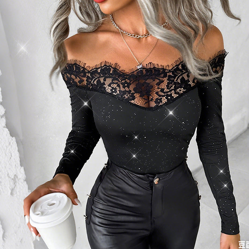 OFF-THE-SHOULDER LONG-SLEEVED BLOUSE