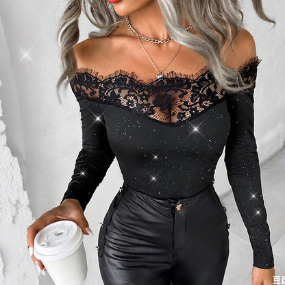 OFF-THE-SHOULDER LONG-SLEEVED BLOUSE