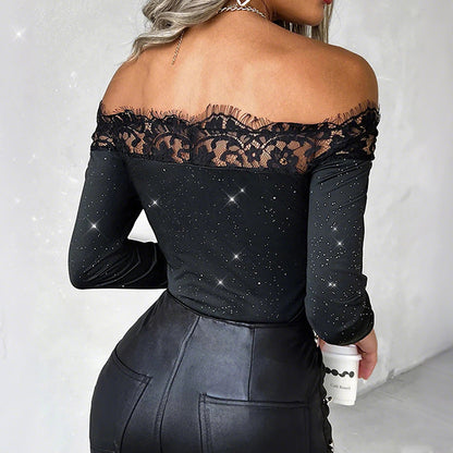 OFF-THE-SHOULDER LONG-SLEEVED BLOUSE