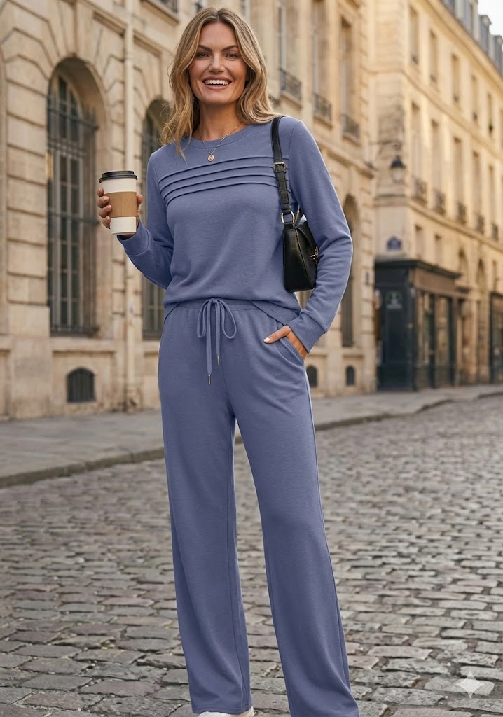 Crew neck set with drawstring pants