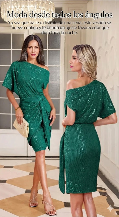 ELEGANT DRESS WITH RHINESTONES