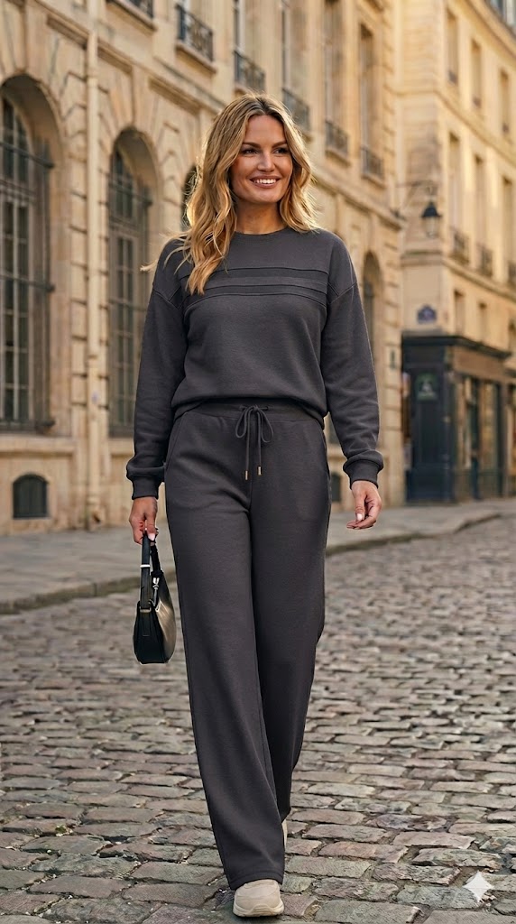 Crew neck set with drawstring pants