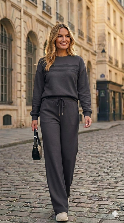 Crew neck set with drawstring pants