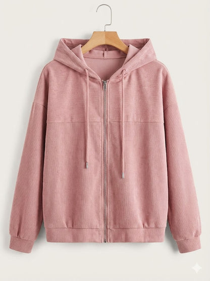 CORDUROY HOODED ZIP-UP JACKET