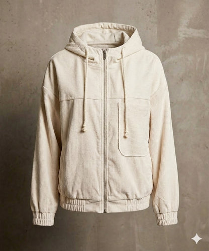 CORDUROY HOODED ZIP-UP JACKET