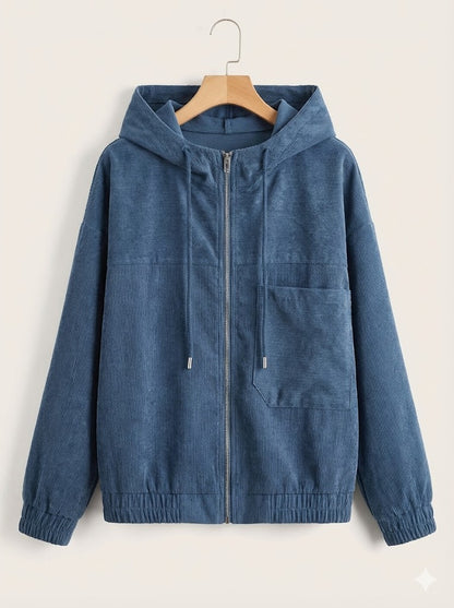 CORDUROY HOODED ZIP-UP JACKET
