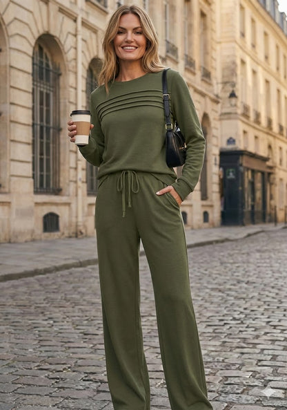 Crew neck set with drawstring pants