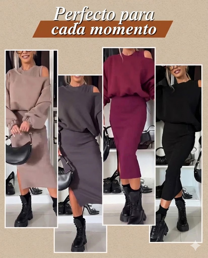 Set: drop-shoulder sweatshirt and dress