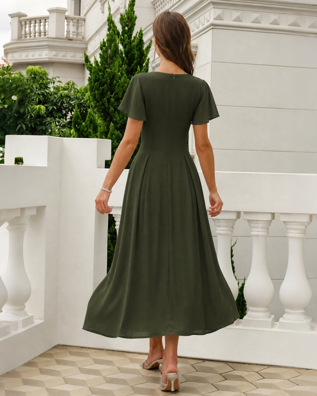 Sweetheart Neckline Chiffon Maxi Dress